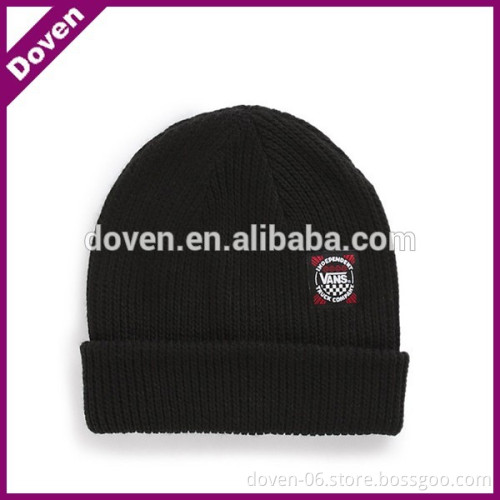 Black cotton knit beanie